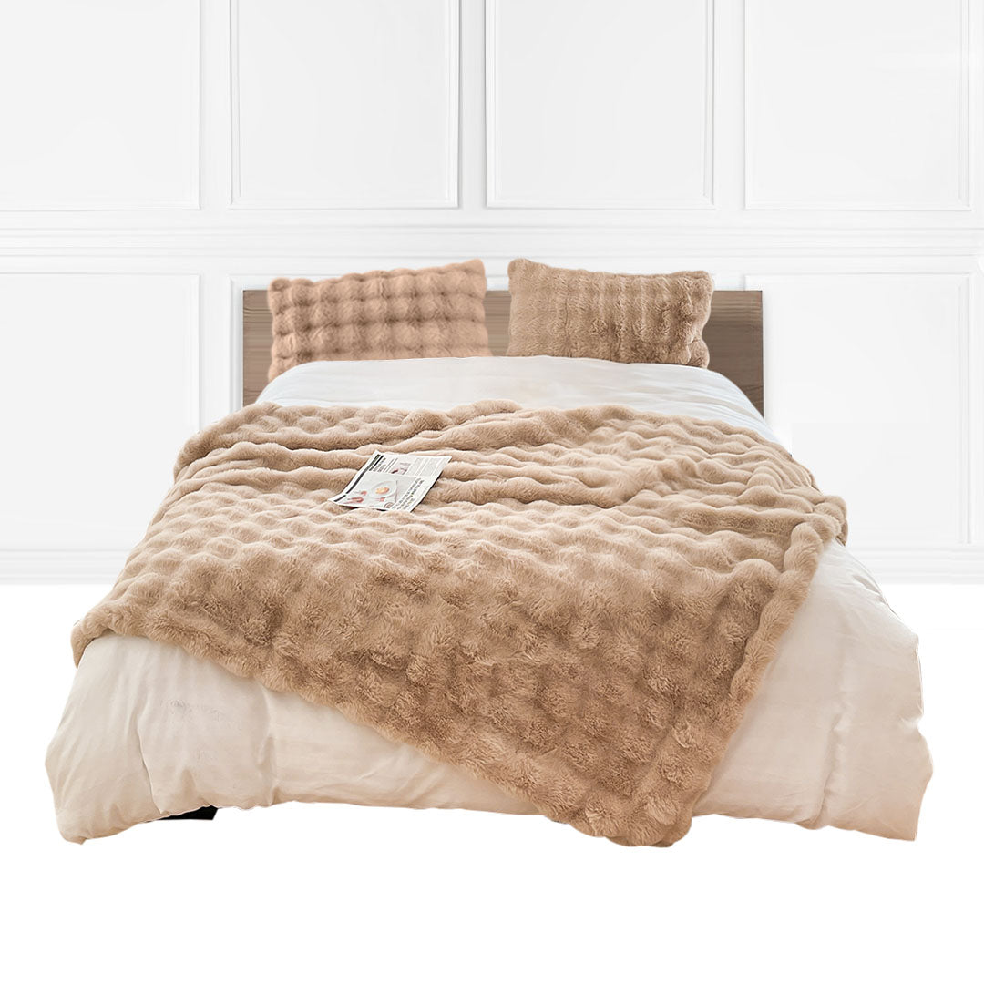 NNEAGS 200cm Light Camel Fur Fuzzy Super Soft and Cozy Fluffy Throw Blanket-0