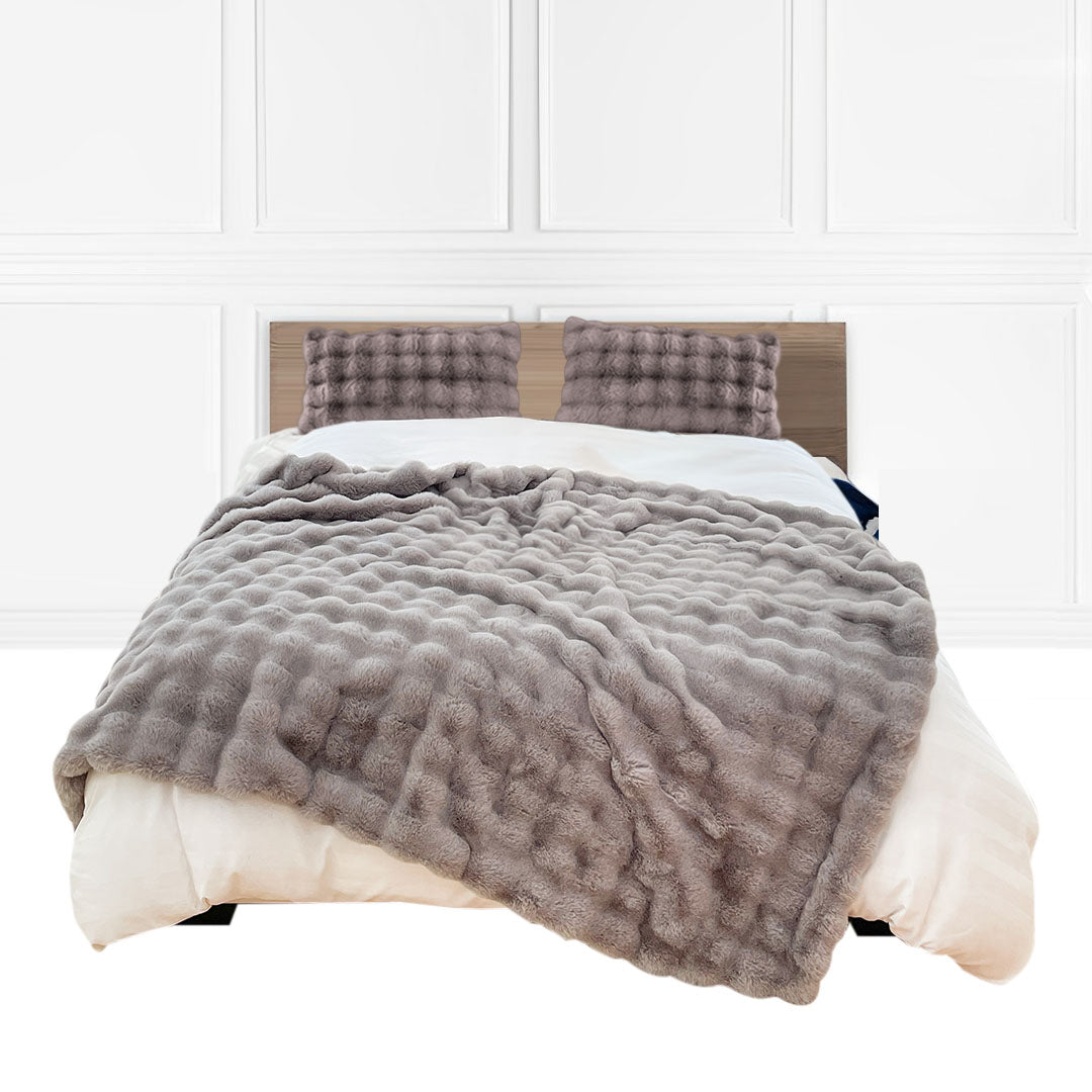 NNEAGS 200cm Grey Fur Fuzzy Super Soft and Cozy Fluffy Throw Blanket-0