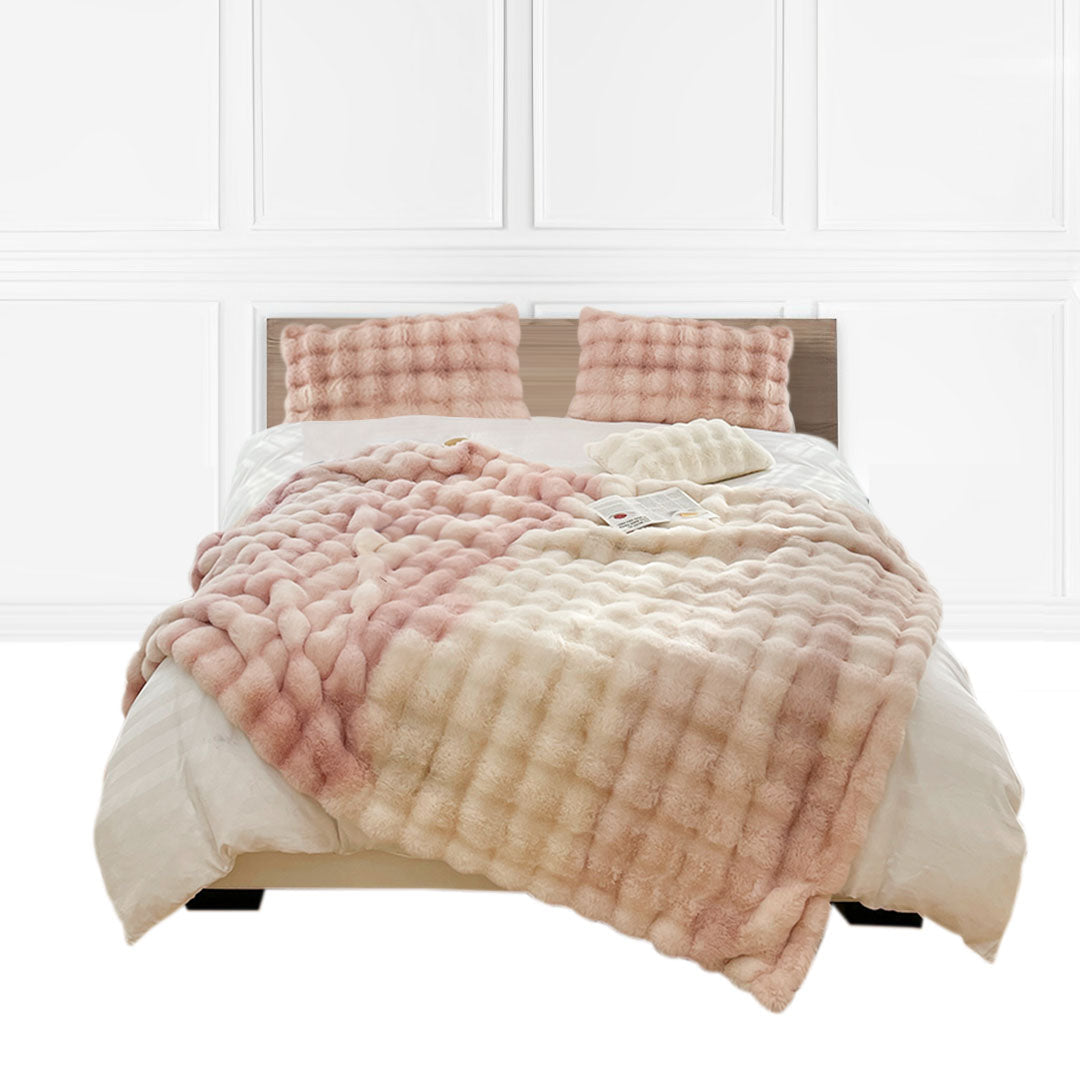 NNEAGS 200cm Light Pink Fur Fuzzy Super Soft and Cozy Fluffy Throw Blanket-0