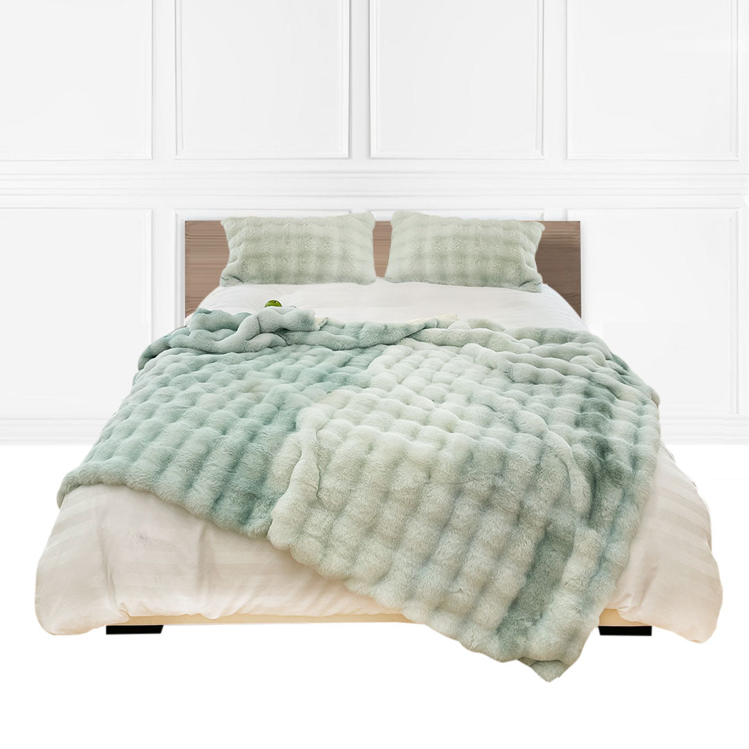 NNEAGS 200cm Light Green Fuzzy Super Soft and Cozy Fluffy Throw Blanket-0