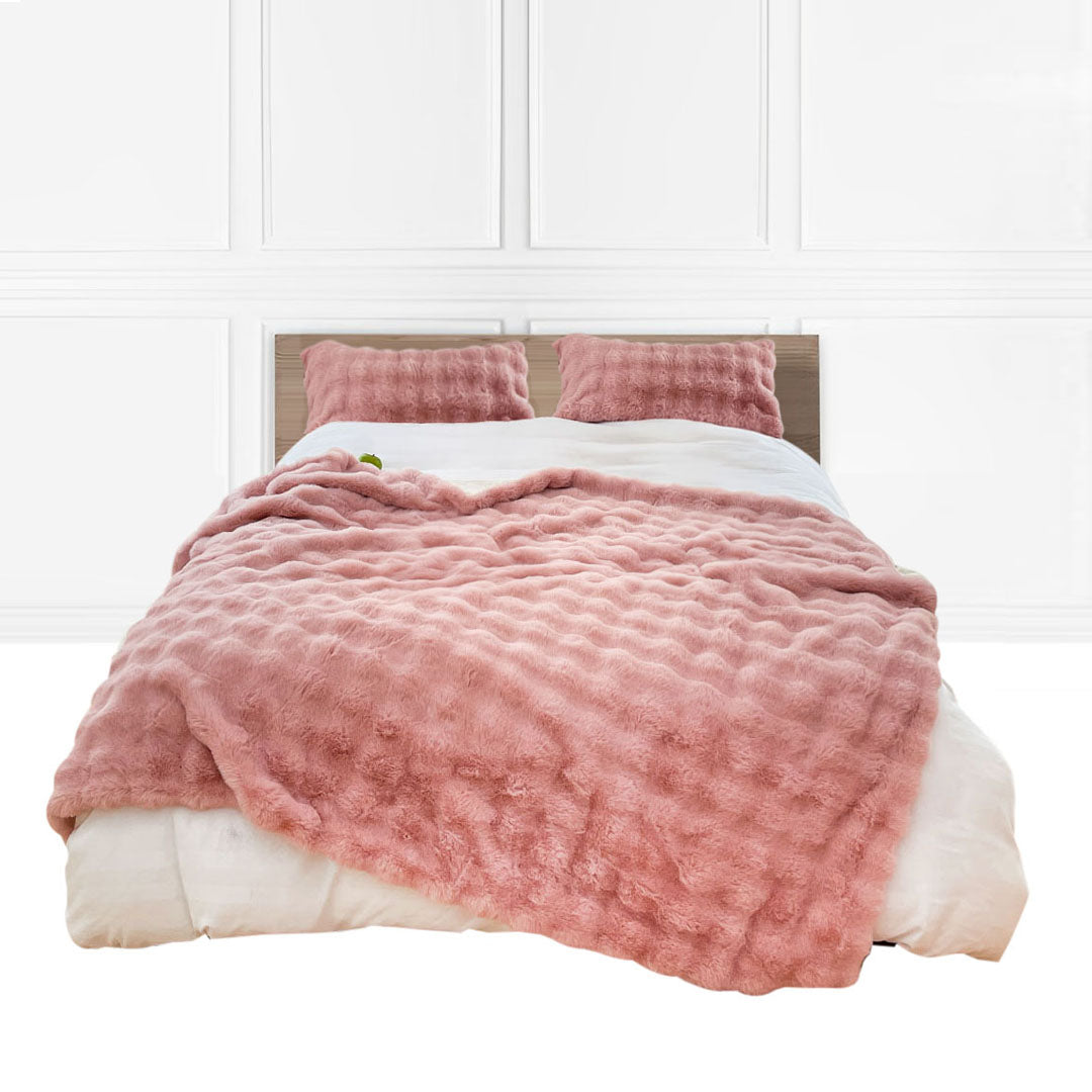 NNEAGS 200cm Pink Fur Fuzzy Super Soft and Cozy Fluffy Throw Blanket-0