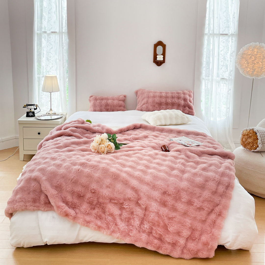NNEAGS 200cm Pink Fur Fuzzy Super Soft and Cozy Fluffy Throw Blanket-1