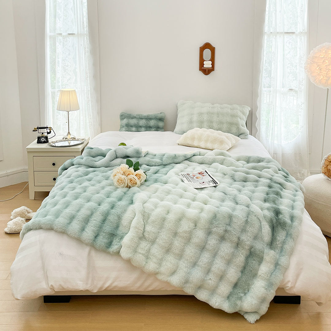 NNEAGS 200cm Light Green Fuzzy Super Soft and Cozy Fluffy Throw Blanket-1