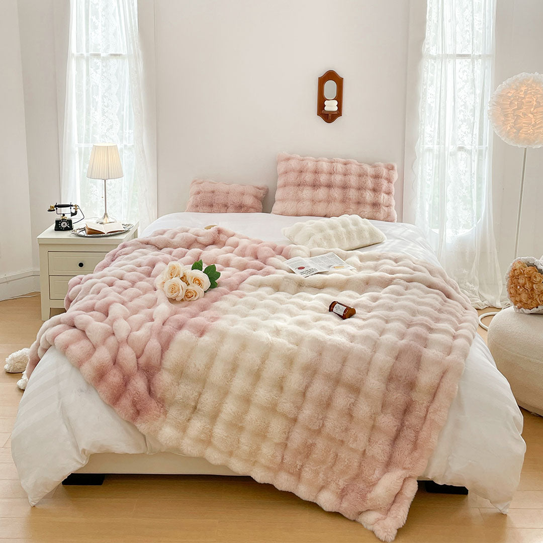 NNEAGS 200cm Light Pink Fur Fuzzy Super Soft and Cozy Fluffy Throw Blanket-1