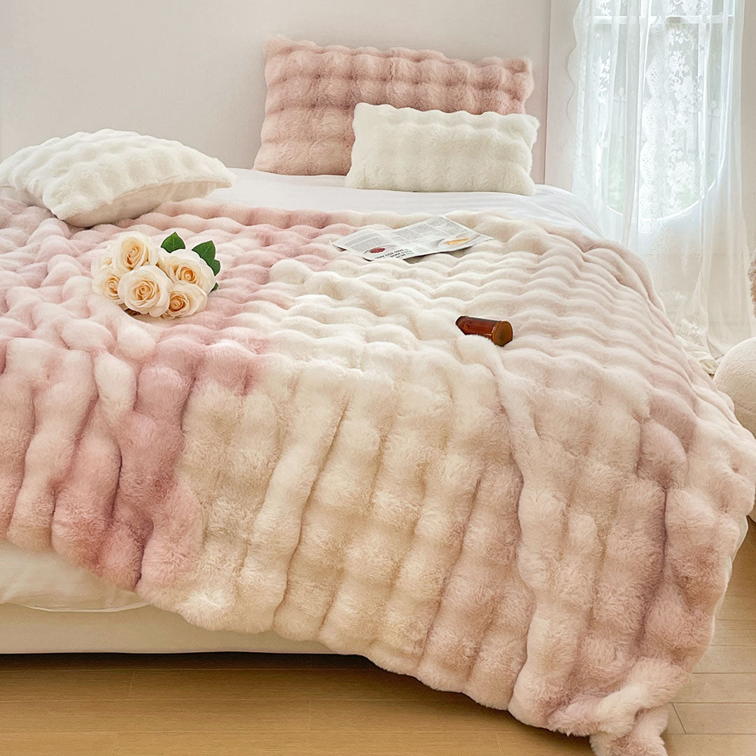 NNEAGS 200cm Light Pink Fur Fuzzy Super Soft and Cozy Fluffy Throw Blanket-2