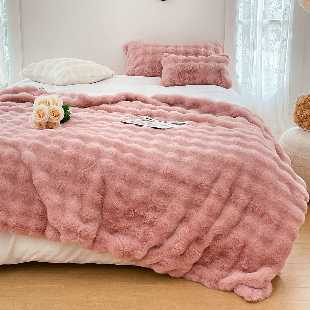 NNEAGS 200cm Pink Fur Fuzzy Super Soft and Cozy Fluffy Throw Blanket-2