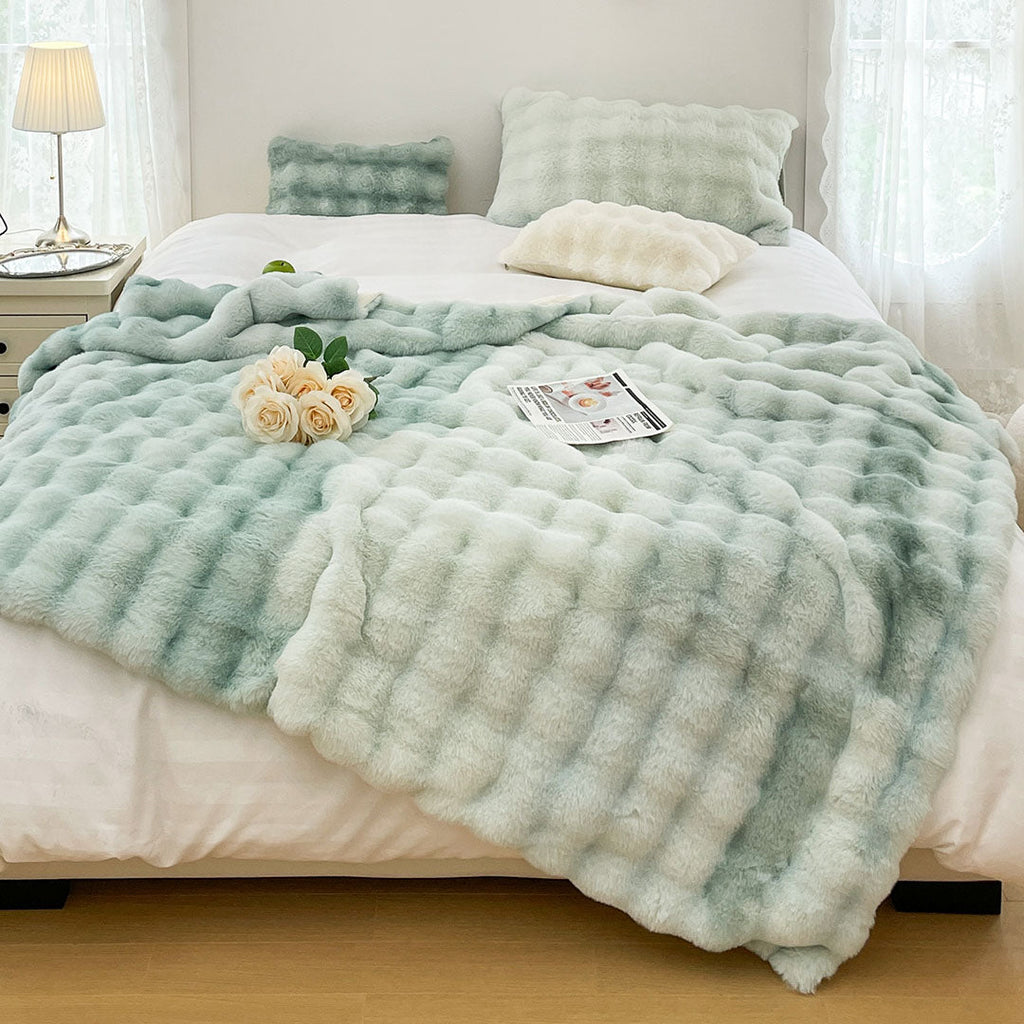 NNEAGS 200cm Light Green Fuzzy Super Soft and Cozy Fluffy Throw Blanket-2