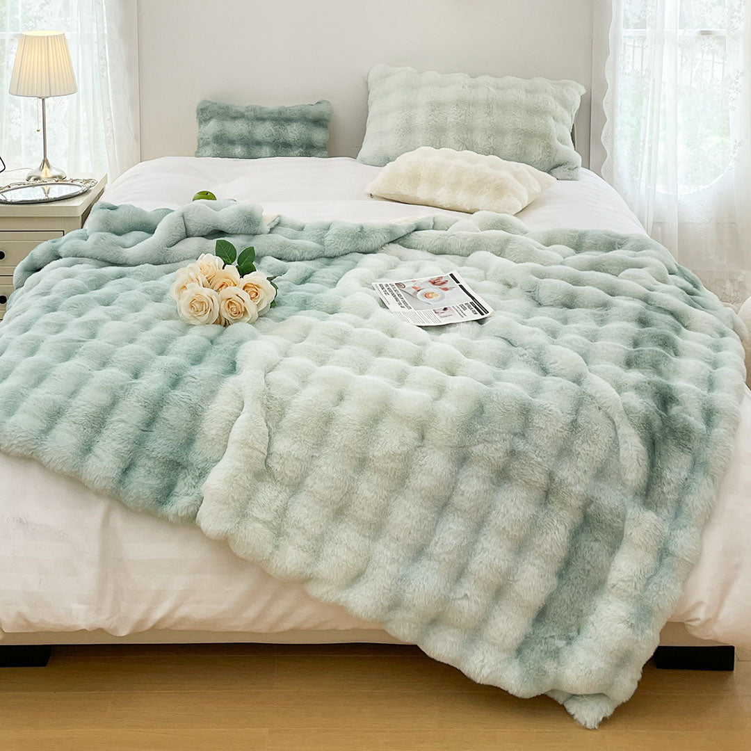 NNEAGS 200cm Light Green Fuzzy Super Soft and Cozy Fluffy Throw Blanket-2