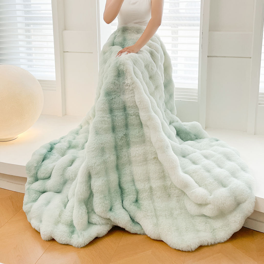 NNEAGS 200cm Light Green Fuzzy Super Soft and Cozy Fluffy Throw Blanket-3