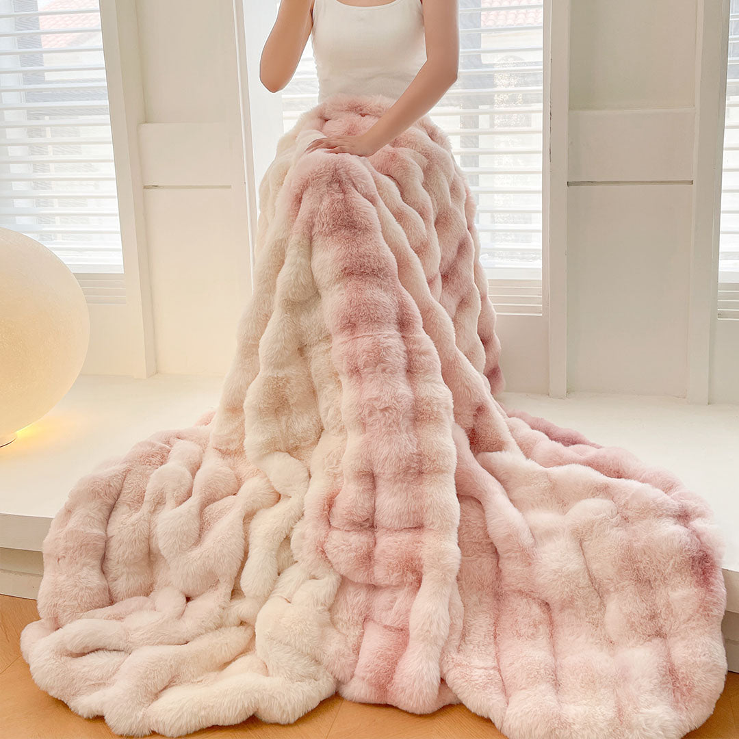 NNEAGS 200cm Light Pink Fur Fuzzy Super Soft and Cozy Fluffy Throw Blanket-3