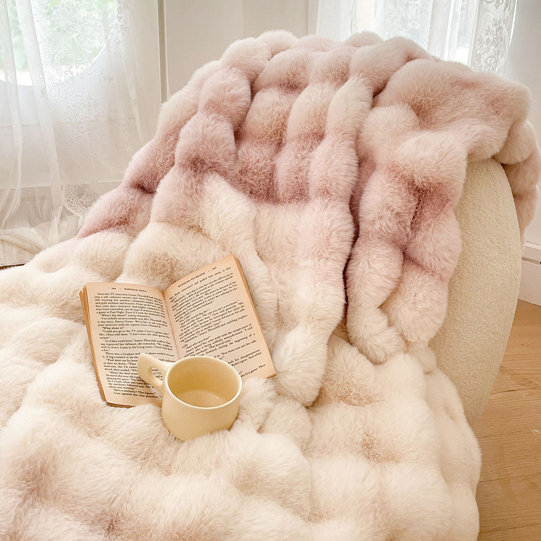 NNEAGS 200cm Light Pink Fur Fuzzy Super Soft and Cozy Fluffy Throw Blanket-4