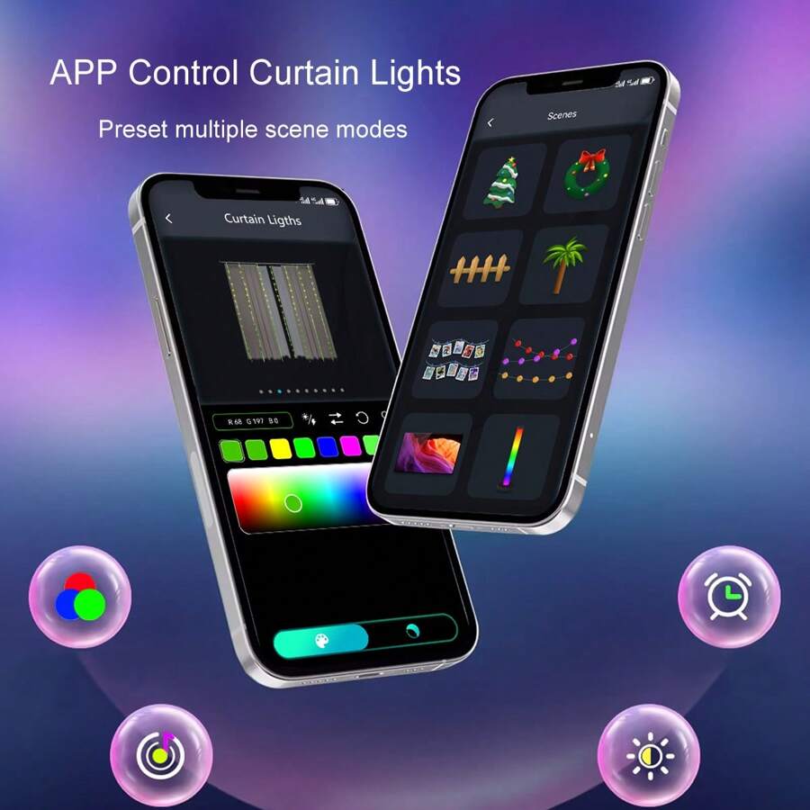 Smart Curtain Lights, Indoor & Outdoor RGB String Lights, Support DIY Pattern-3