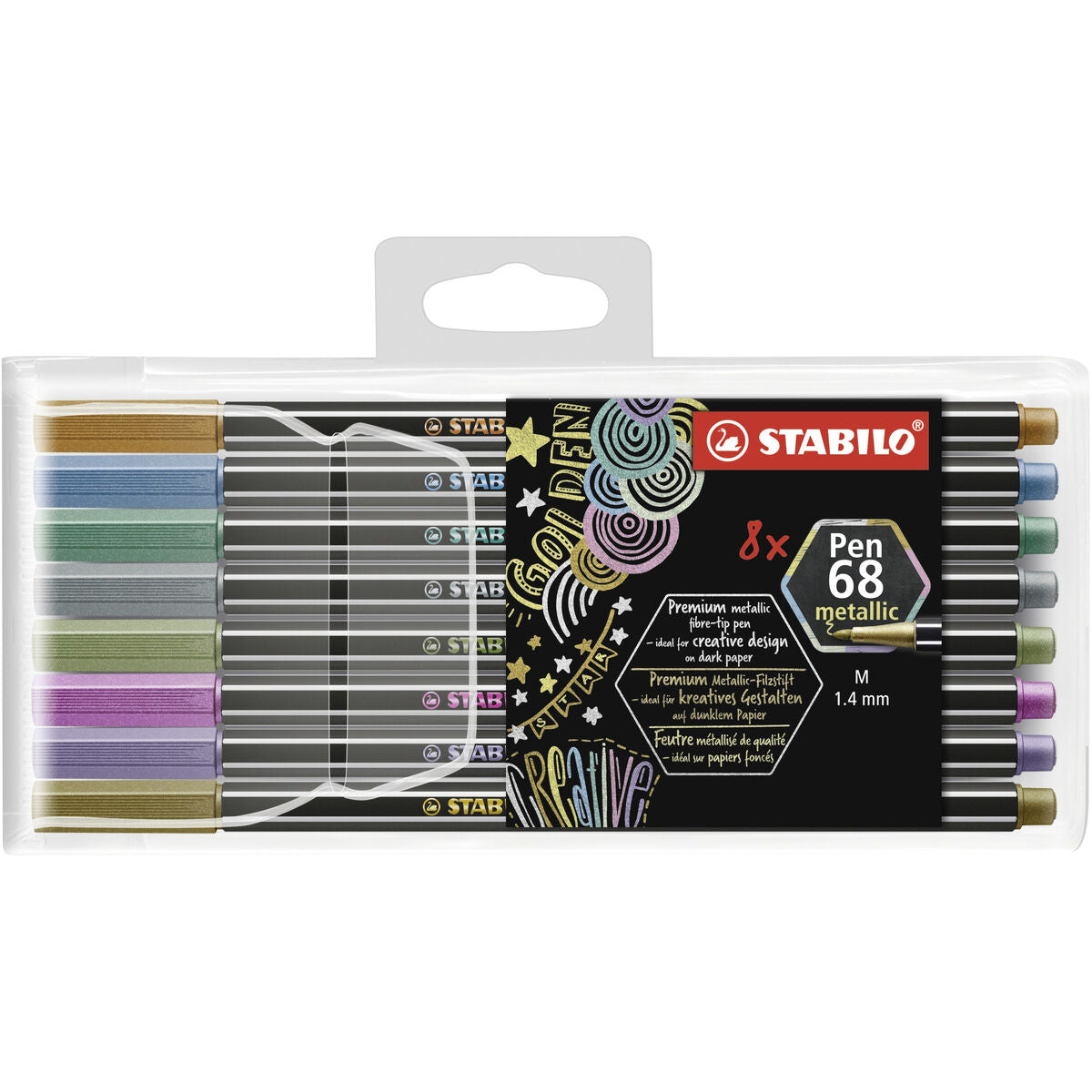 Set of Felt Tip Pens Stabilo Pen 68 metallic 8 Pieces Multicolour-0