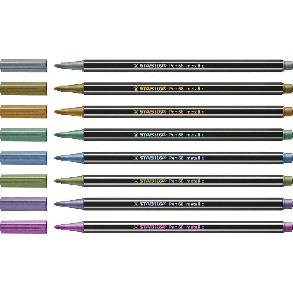 Set of Felt Tip Pens Stabilo Pen 68 metallic 8 Pieces Multicolour-1