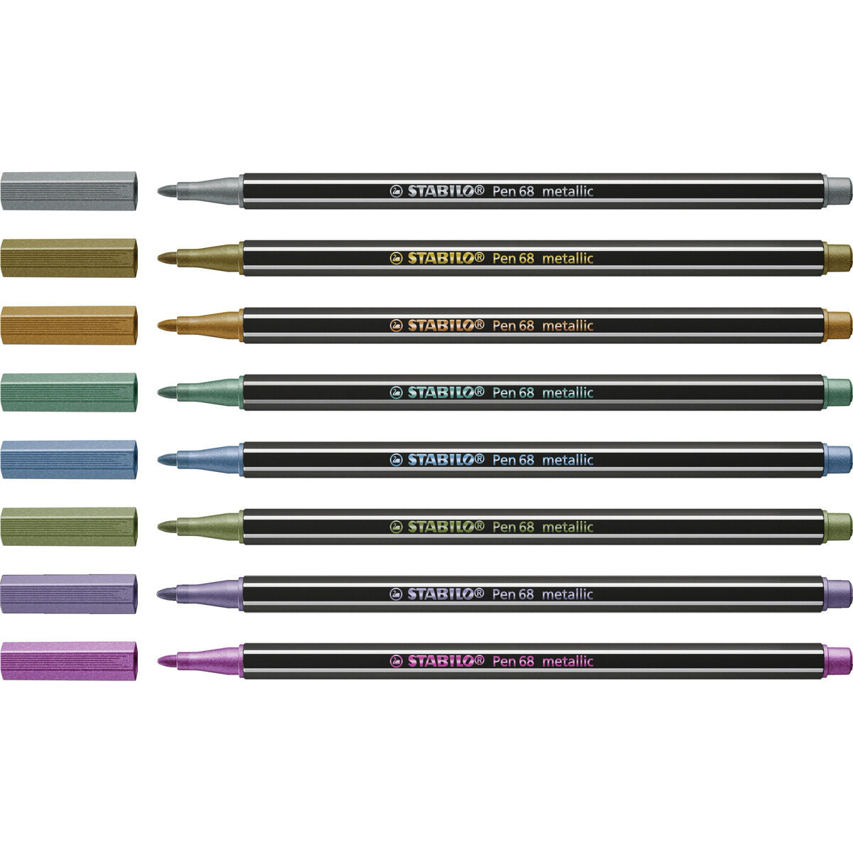 Set of Felt Tip Pens Stabilo Pen 68 metallic 8 Pieces Multicolour-1