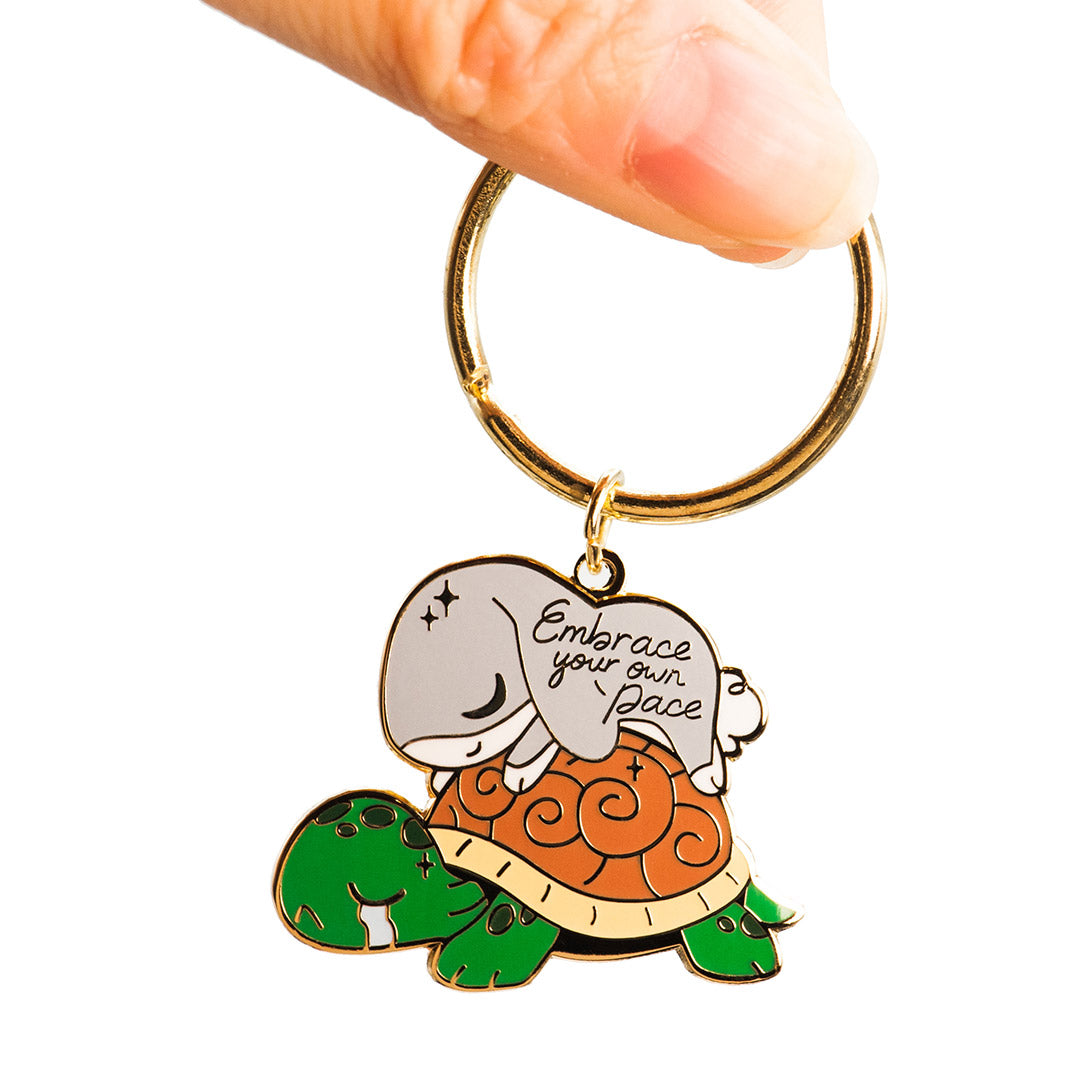 Rabbit & Turtle Enamel Keychain-4