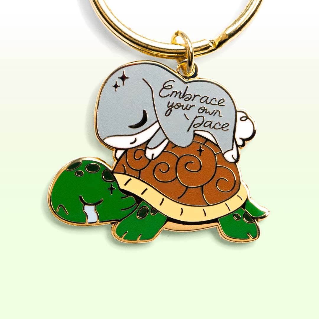 Rabbit & Turtle Enamel Keychain-2