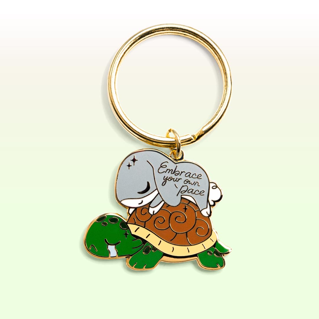 Rabbit & Turtle Enamel Keychain-0