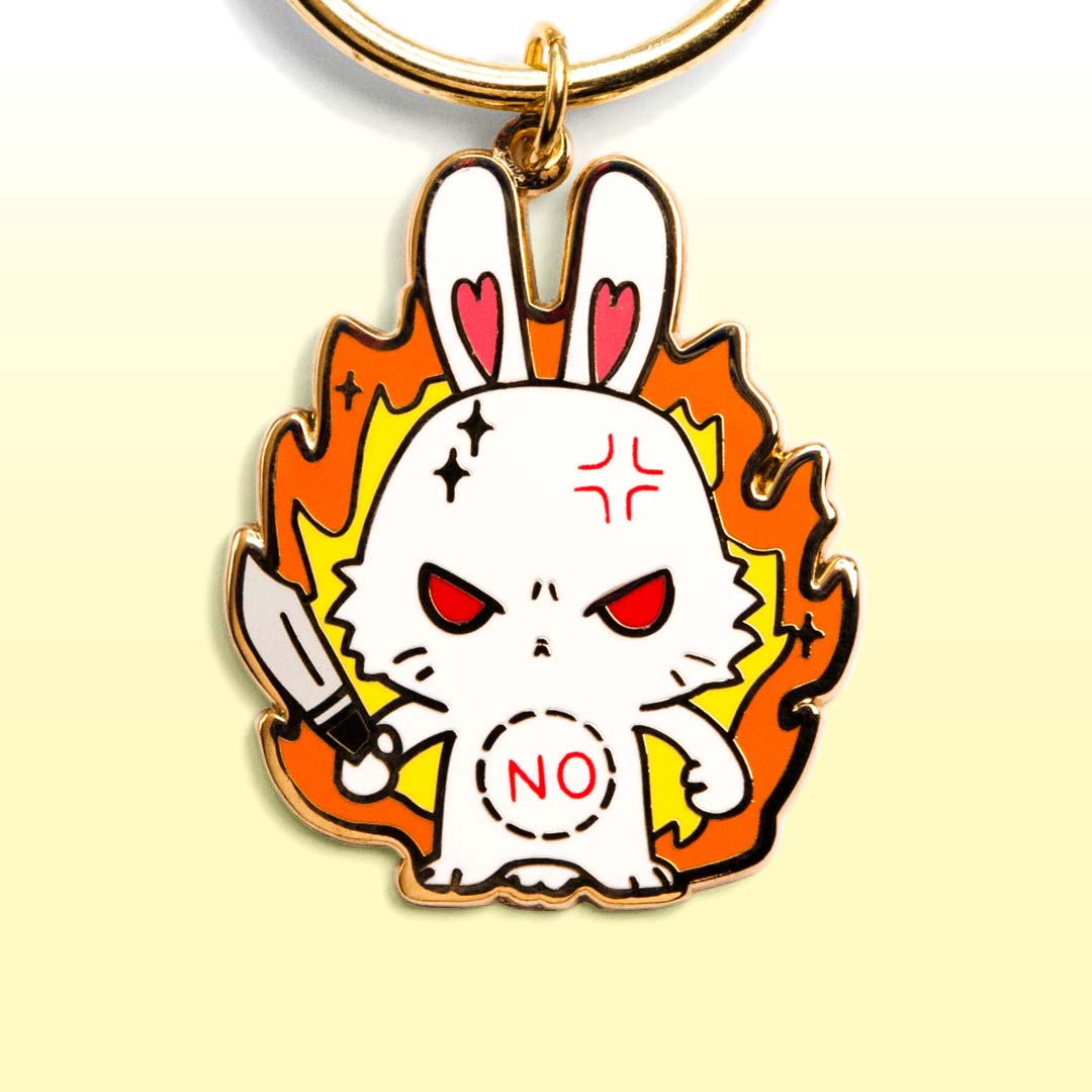 NO Bunny Enamel Keychain-2
