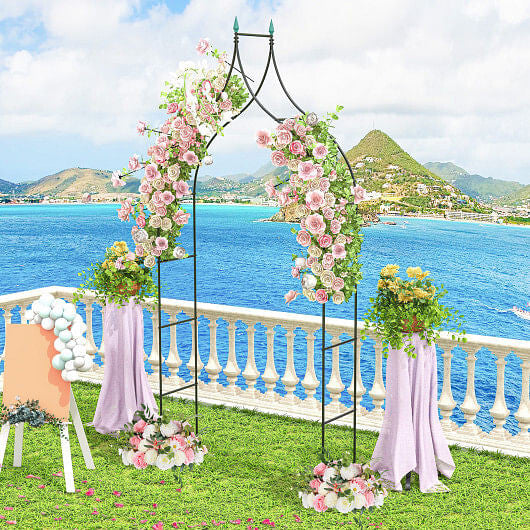 9.5 Feet Decorative Metal Garden Arch for Vine Rose Climbing Wedding Ceremony Party Decoration-1