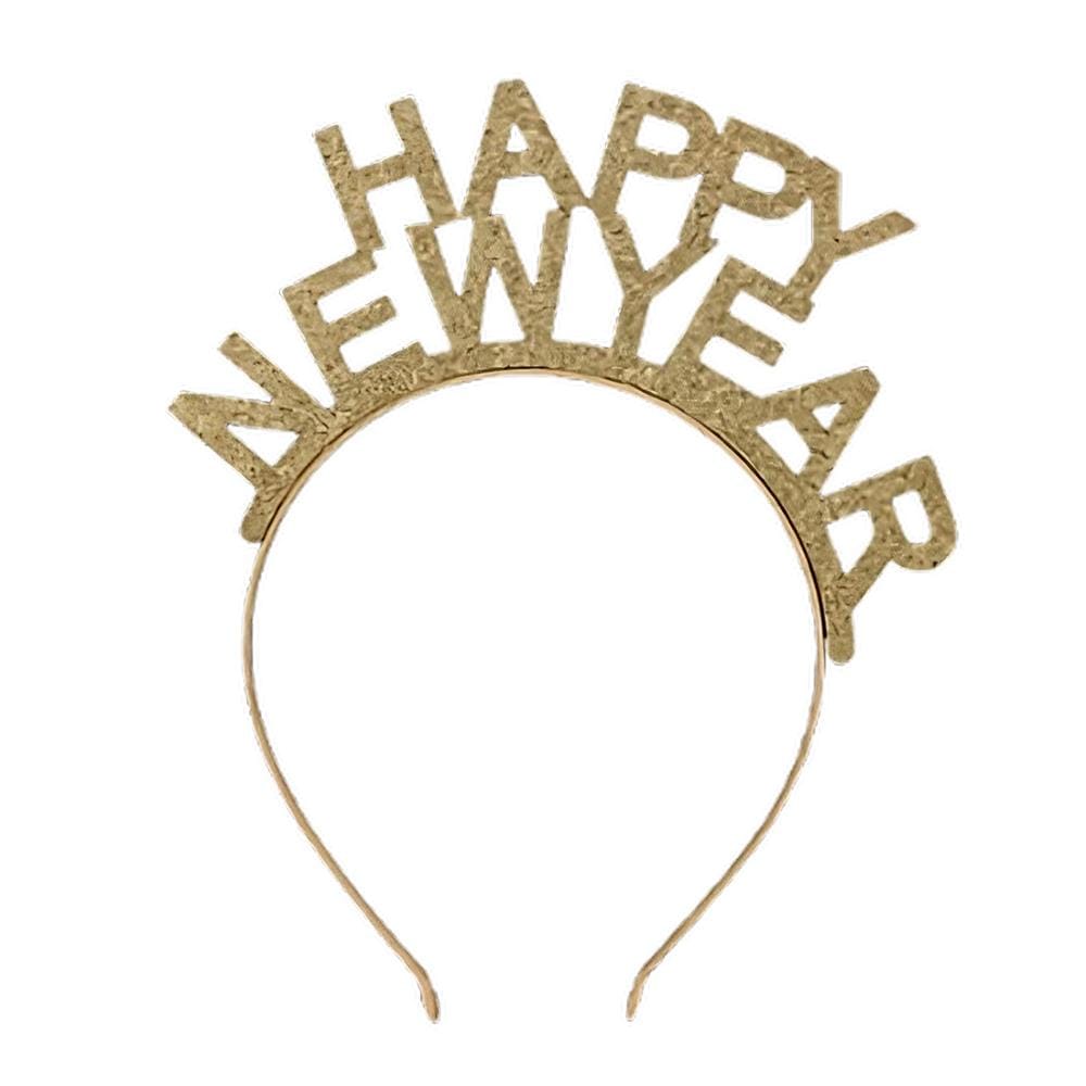 Happy New Year Unlit Gold Glitter Sparkling Headband-0