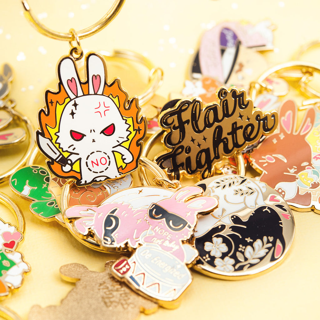 NO Bunny Enamel Keychain-1