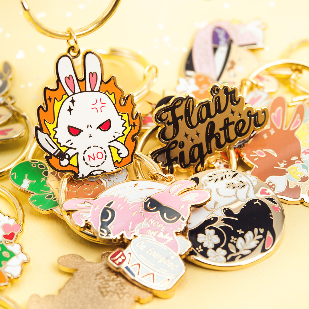 NO Bunny Enamel Keychain-1